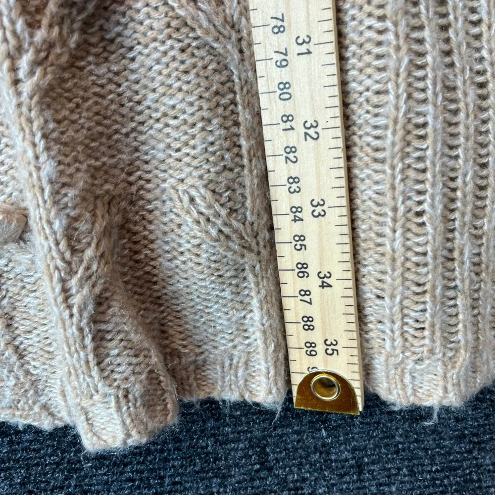 The Limited Longline Cardigan Duster M Camel Brown Wool Blend Cable Knit Peasant